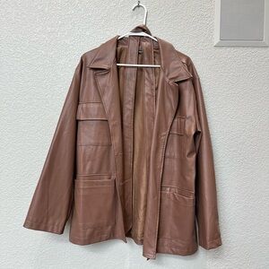 Nasty Gal Faux Brown Leather Jacket